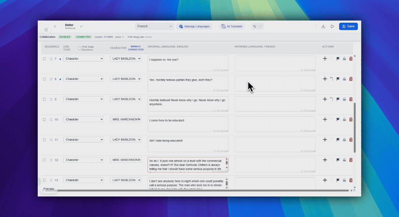 AI Translate modal with Optional style prompt near the top of the dialog